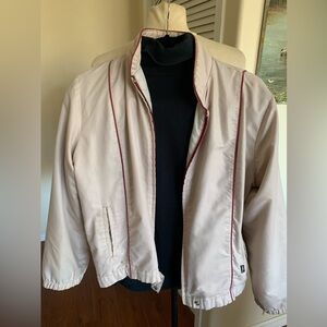 Clique Women's beige  athletic Jacket with burgundy Trim, fully lined
